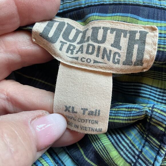 Deluth Trading Blue Plaid Button Down Country Cowboy Shirt Tall XL - Picture 3 of 5